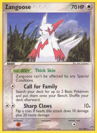 Zangoose 025/108  - Reverse Holofoil Power Keepers - Rare