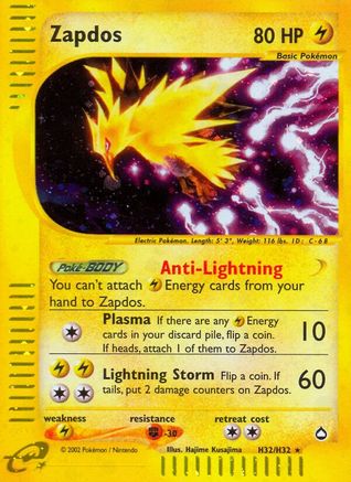 Zapdos (H32) H32  - Holofoil Aquapolis - Holo Rare