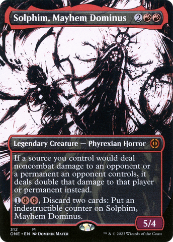 Solphim, Mayhem Dominus (Showcase) (ONE-312)  Foil - Phyrexia: All Will Be One: (Showcase) (Borderless)
