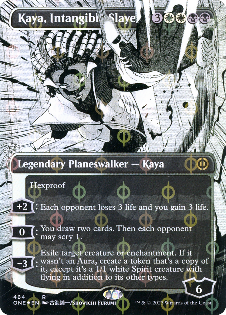Kaya, Intangible Slayer (Borderless) (Step-and-Compleat Foil) (ONE-464)  Foil - Phyrexia: All Will Be One: (Showcase)