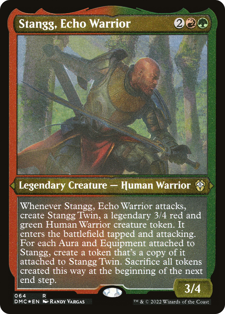 Stangg, Echo Warrior (DMC-064)  Etched Foil - Dominaria United Commander