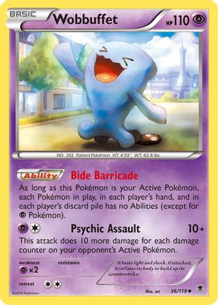 Wobbuffet 036/119  - Reverse Holofoil XY  Phantom Forces - Uncommon