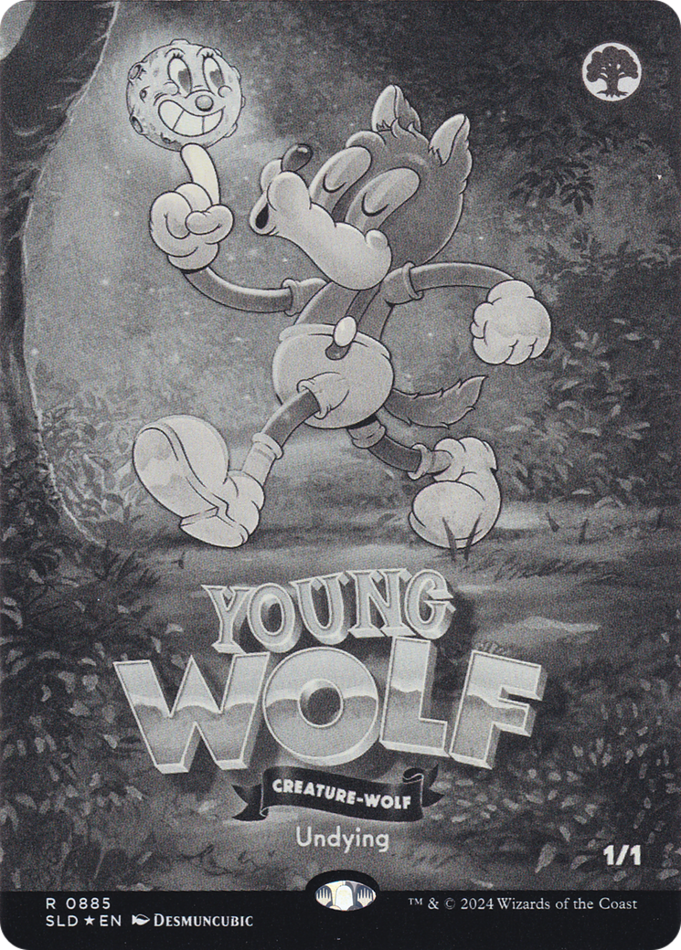 Young Wolf (Black & White Foil) (SLD-885)  Foil - Secret Lair Drop (Borderless)