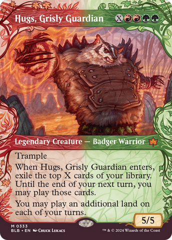 Hugs, Grisly Guardian (Showcase) (BLB-333) - Bloomburrow: (Showcase) (Borderless) Foil
