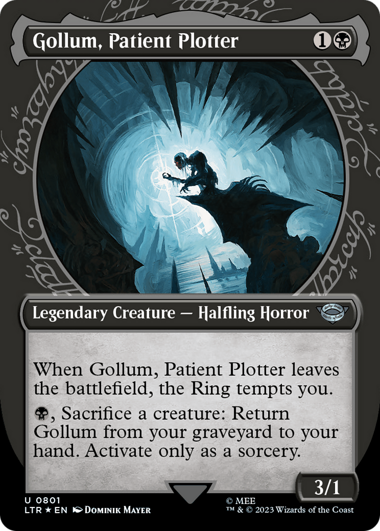 Gollum, Patient Plotter (Showcase) (Surge Foil) (LTR-801)  Foil - The Lord of the Rings: Tales of Middle-earth: (Showcase) (Borderless)