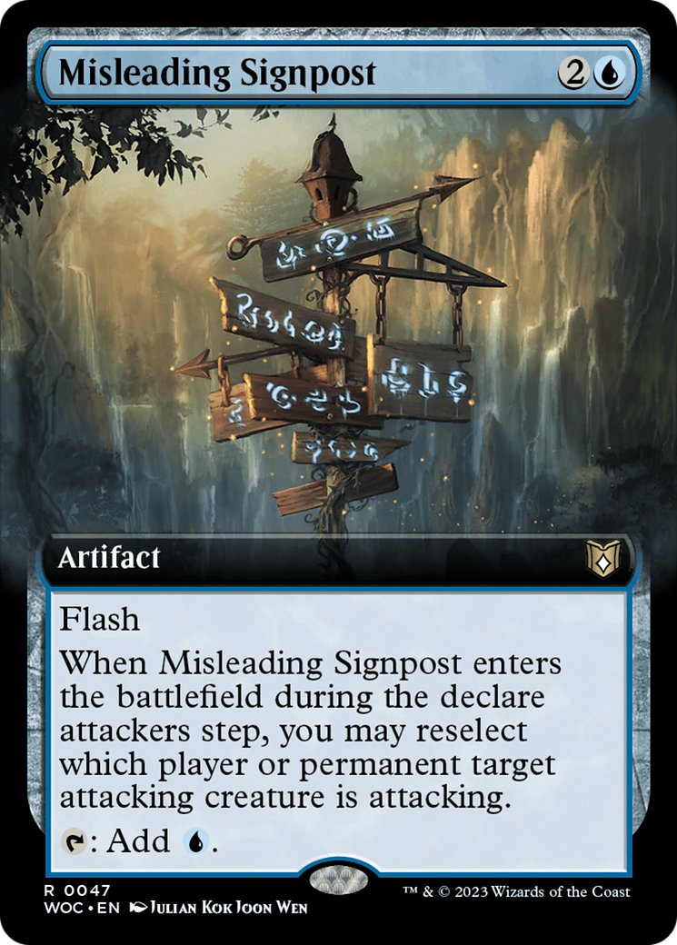 Misleading Signpost (Extended Art) (WOC-047)  - Wilds of Eldraine Commander: (Extended Art)