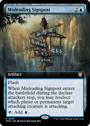 Misleading Signpost (Extended Art) (WOC-047)  - Wilds of Eldraine Commander: (Extended Art)