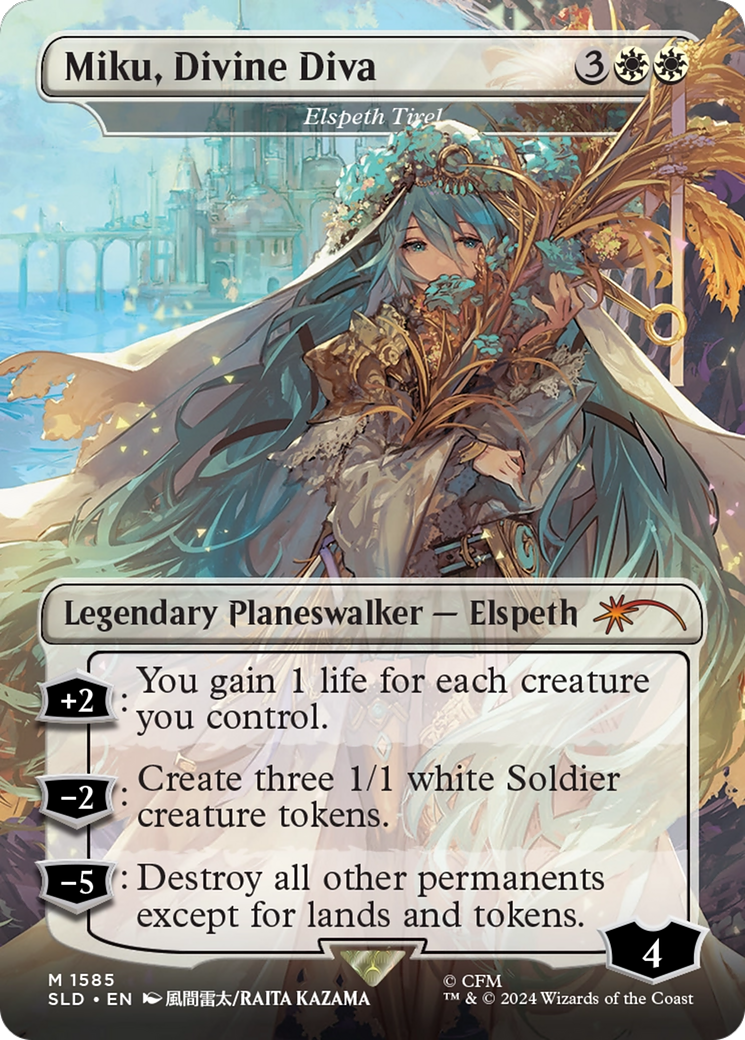 Miku, Divine Diva - Elspeth Tirel (SLD-1585)  - Secret Lair Drop / Miku, Divine Diva (Borderless)