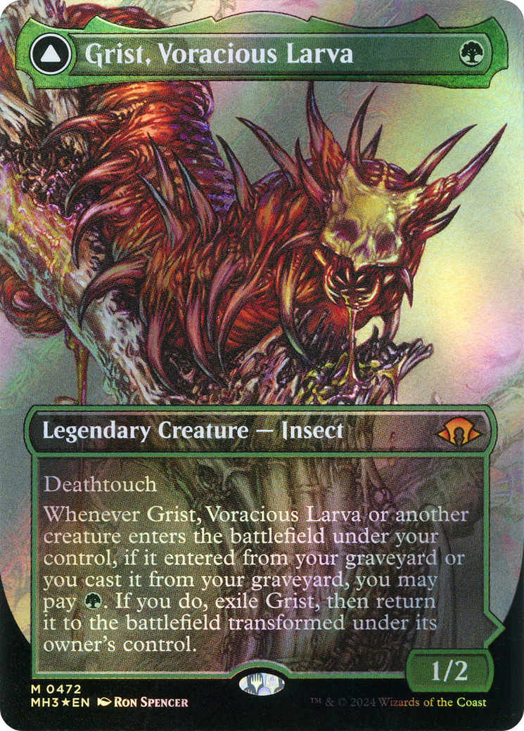 Grist, Voracious Larva (Borderless) (Textured Foil) (MH3-472)  Foil - Modern Horizons 3
