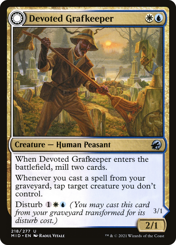 Devoted Grafkeeper (MID-218)  Foil - Innistrad: Midnight Hunt: (Double Faced Transform)