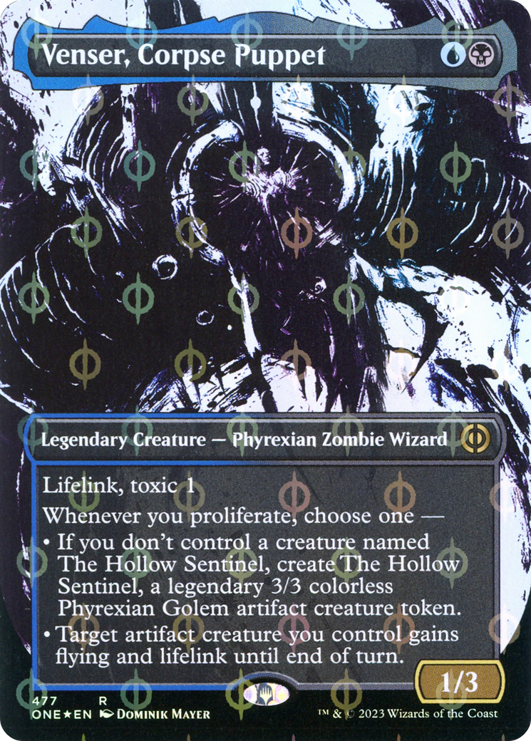 Venser, Corpse Puppet (Showcase) (Step-and-Compleat Foil) (ONE-477)  Foil - Phyrexia: All Will Be One: (Showcase) (Borderless)