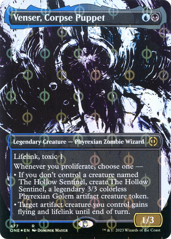 Venser, Corpse Puppet (Showcase) (Step-and-Compleat Foil) (ONE-477)  Foil - Phyrexia: All Will Be One: (Showcase) (Borderless)