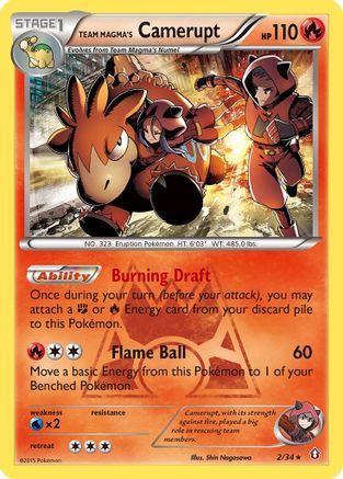 Team Magma's Camerupt 002/34  - Reverse Holofoil Double Crisis - Holo Rare