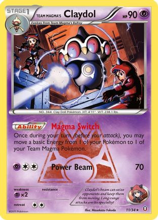 Team Magma's Claydol 011/34  - Reverse Holofoil Double Crisis - Holo Rare
