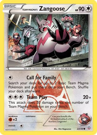 Team Magma's Zangoose 022/34  - Reverse Holofoil Double Crisis - Common