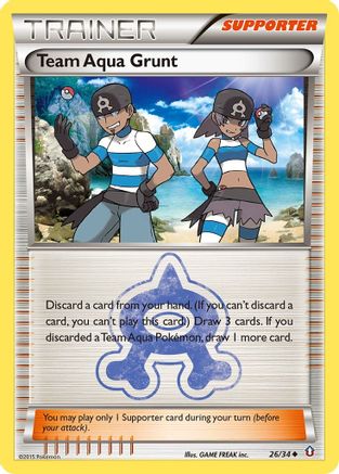 Team Aqua Grunt 026/34  - Reverse Holofoil Double Crisis - Uncommon
