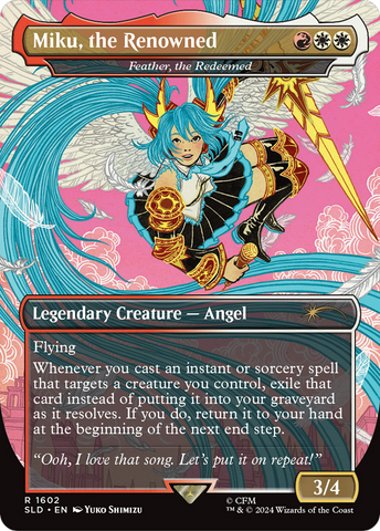 Miku, the Renowned - Feather, the Redeemed (SLD-1602)  - Secret Lair Drop / Miku, the Renowned (Borderless)