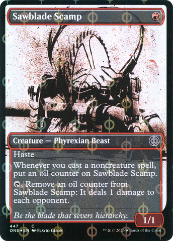 Sawblade Scamp (Showcase) (Step-and-Compleat Foil) (ONE-447)  Foil - Phyrexia: All Will Be One: (Showcase)