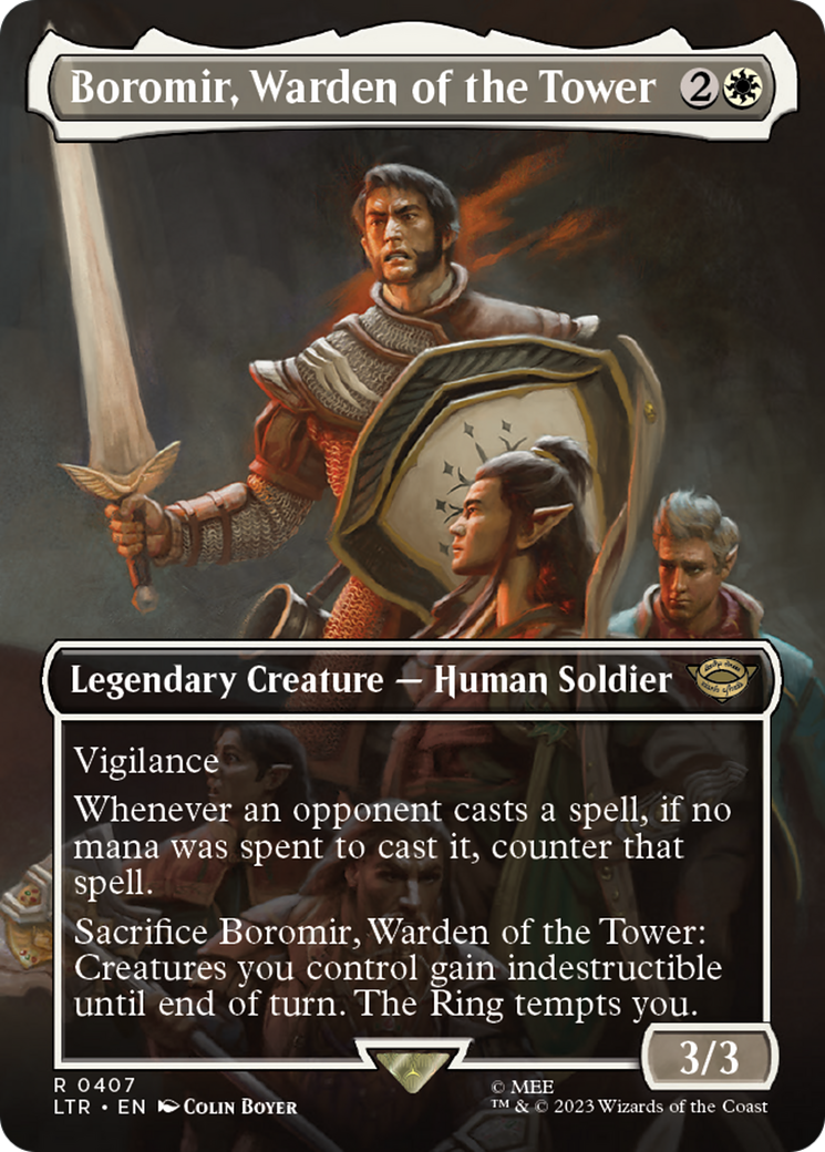 Boromir, Warden of the Tower (Borderless) (LTR-407)  Foil - The Lord of the Rings: Tales of Middle-earth
