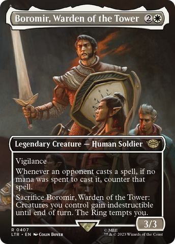 Boromir, Warden of the Tower (Borderless) (LTR-407)  - The Lord of the Rings: Tales of Middle-earth