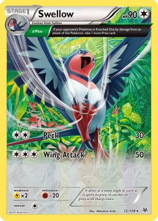 Swellow (72 Delta) 072/108  - Holofoil XY  Roaring Skies - Holo Rare
