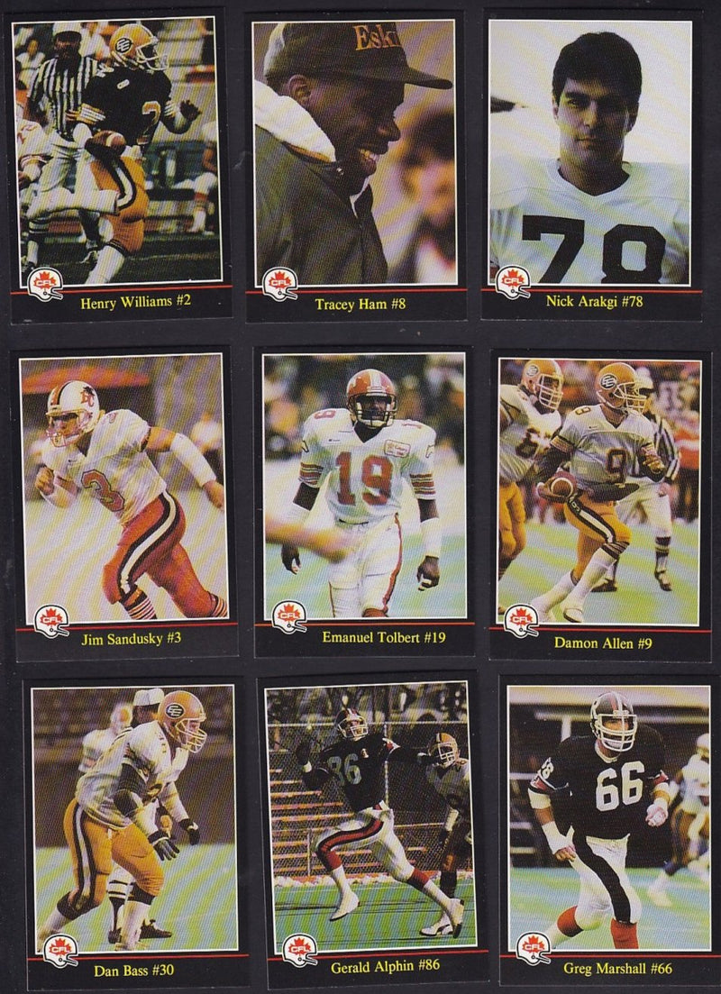 1988 Jogo CFL Canadian Football League Regional & Promotional Team Issue Set of 106 Cards