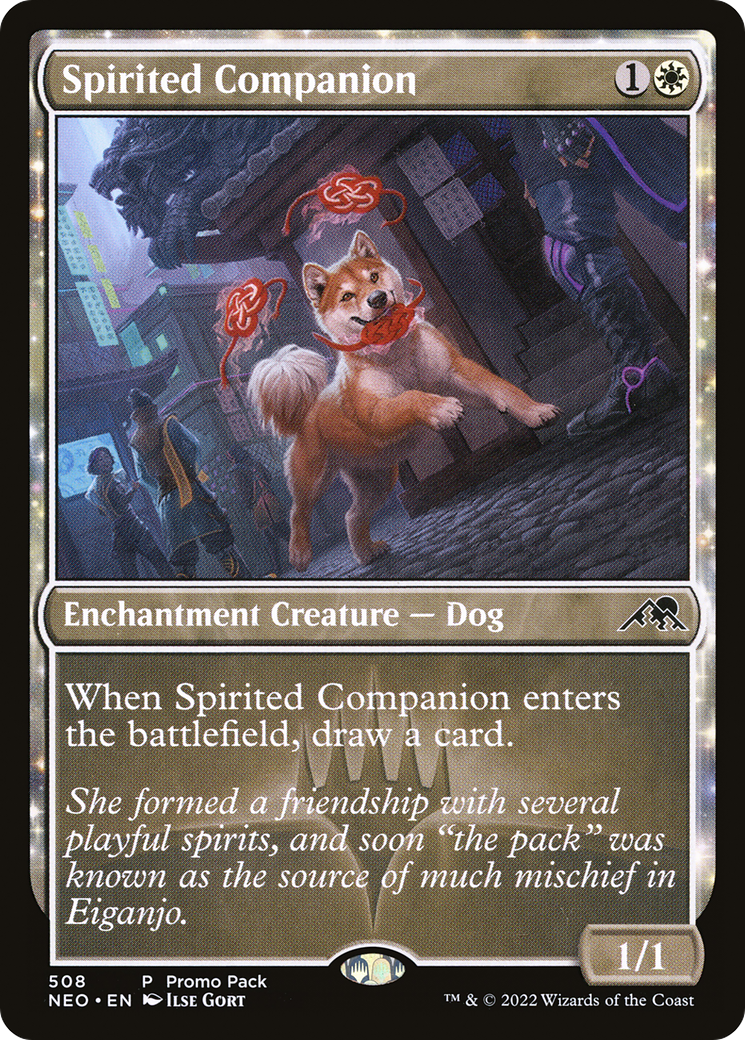 Spirited Companion (PPNEO-508) - Kamigawa: Neon Dynasty: (enchantment) Foil
