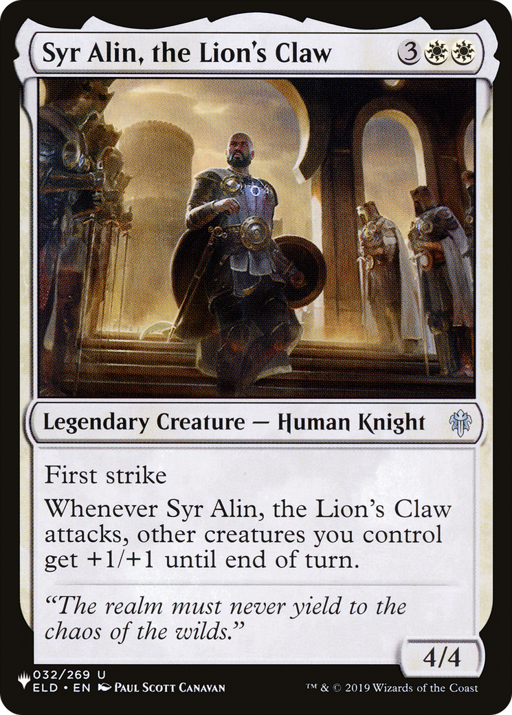 Syr Alin, the Lion's Claw (LIST-ELD-32)  - The List