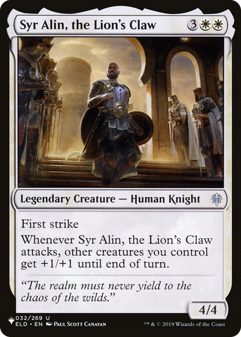 Syr Alin, the Lion's Claw (LIST-ELD-32)  - The List