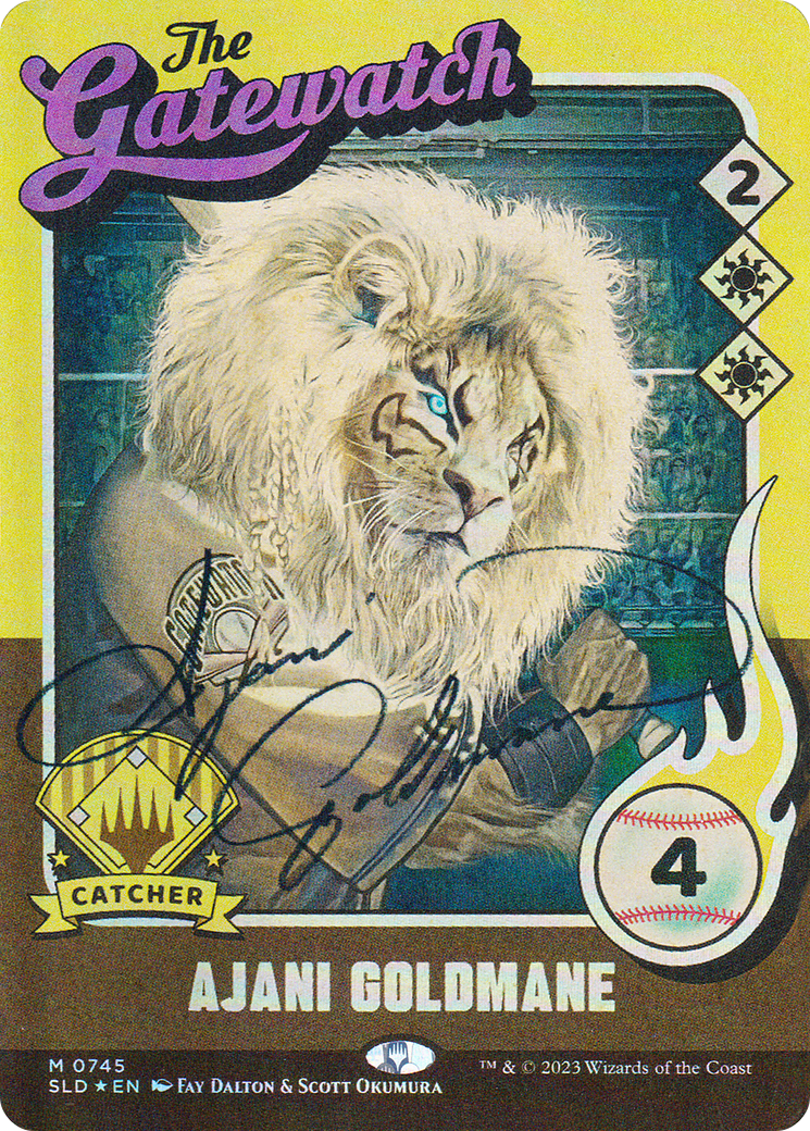 Ajani Goldmane (745) (Autographed) (SLD-745)  Foil - Secret Lair Drop: (Full Art) (Borderless)