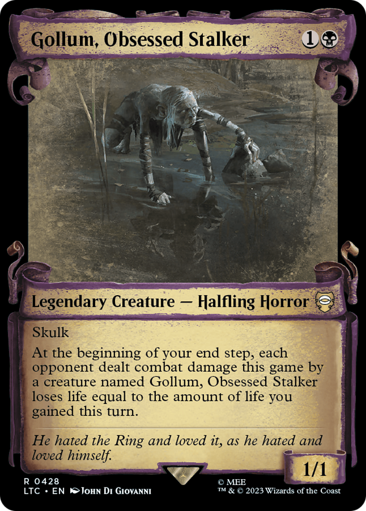 Gollum, Obsessed Stalker (Showcase Scrolls) (LTC-428)  Foil - Tales of Middle-earth Commander: (Showcase)