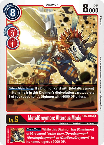 MetalGreymon: Alterous Mode (BT5-015) - Battle of Omni Pre-Release Cards