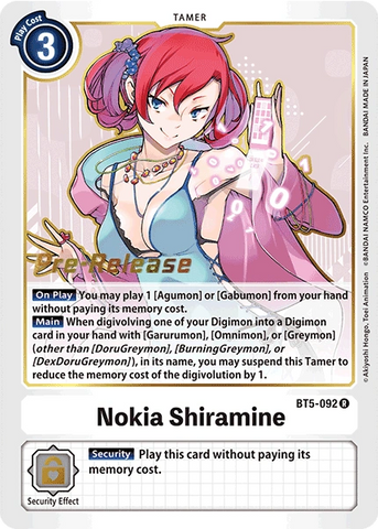Nokia Shiramine (BT5-092) - Battle of Omni Pre-Release Cards