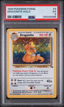 Dragonite (4) 004/62  - Unlimited Holofoil Fossil - Holo Rare PSA 5
