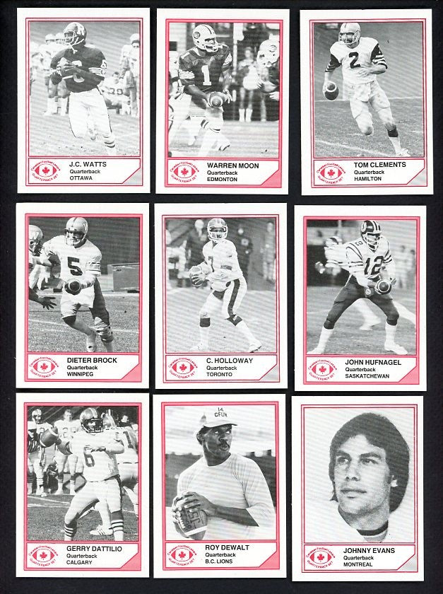 1983 Jogo CFL Canadian Football Quarterbacks Set of 9 Cards