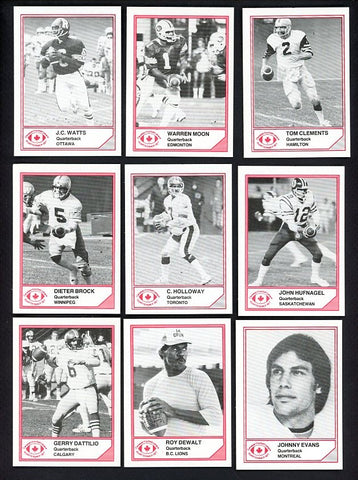 1983 Jogo CFL Canadian Football Quarterbacks Set of 9 Cards