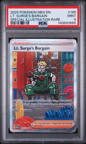 Pokemon Lt. Surge's Bargain Special Illustration Rare (185/132) [Mega Evolution] PSA 9