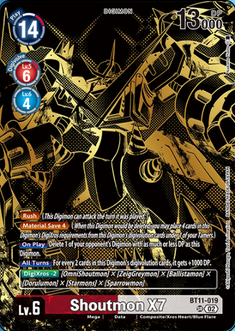 Shoutmon X7 (Tamer's Evolution Box -Rise of Digimon-) (BT11-019) - Dimensional Phase Foil