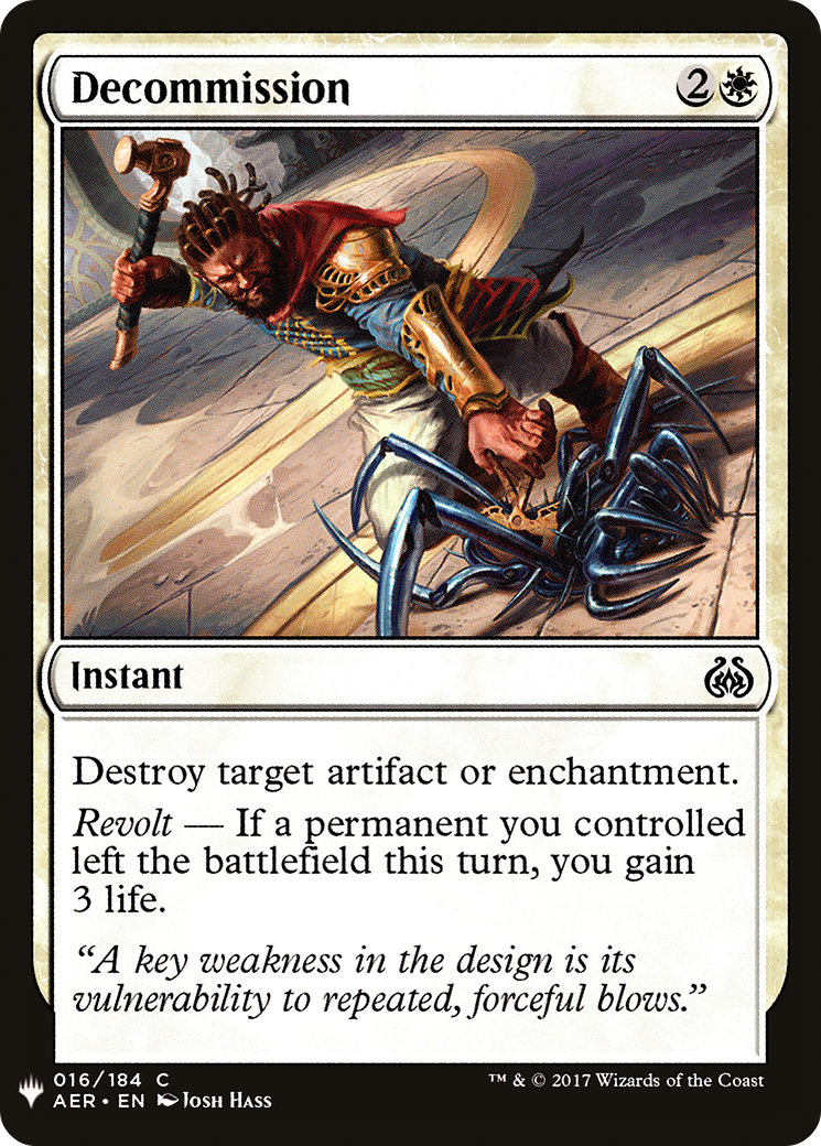 Decommission (LIST-AER-16)  - The List
