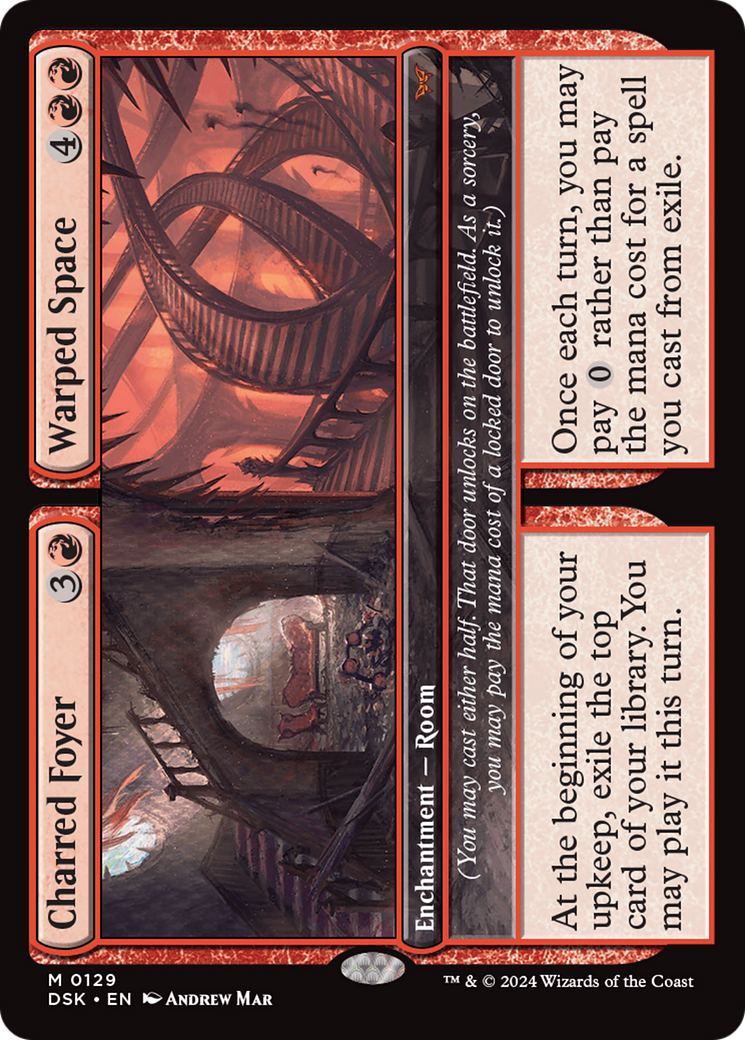 Charred Foyer // Warped Space (DSK-129)  Foil - Duskmourn: House of Horror