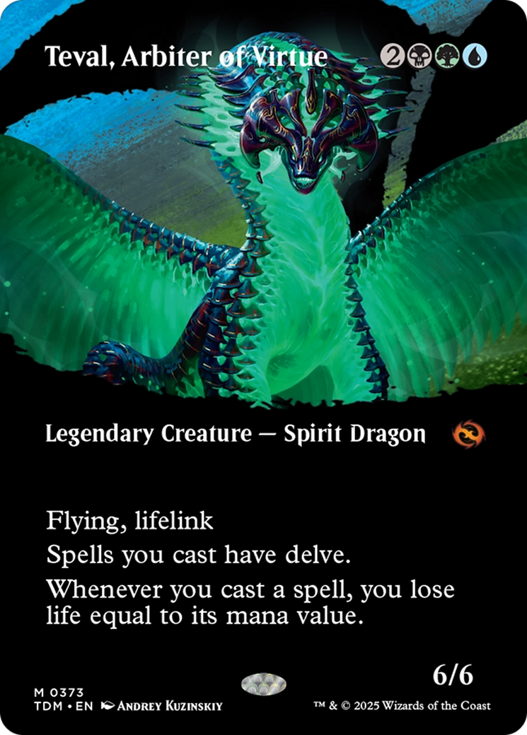 Teval, Arbiter of Virtue (Borderless) (TDM-373)  - Tarkir: Dragonstorm: (Showcase)