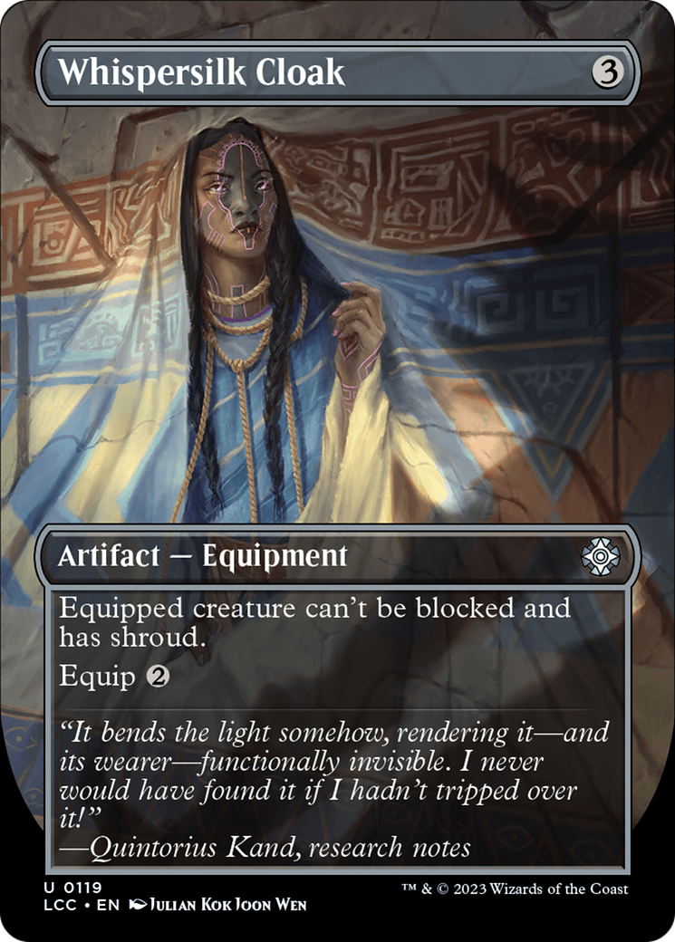 Whispersilk Cloak (Borderless) (LCC-119)  Foil - The Lost Caverns of Ixalan Commander