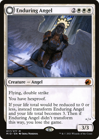 Enduring Angel (MID-017)  Foil - Innistrad: Midnight Hunt: (Double Faced Transform)