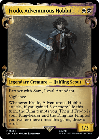 Frodo, Adventurous Hobbit (Showcase Scrolls) (LTC-461)  Foil - Tales of Middle-earth Commander: (Showcase)