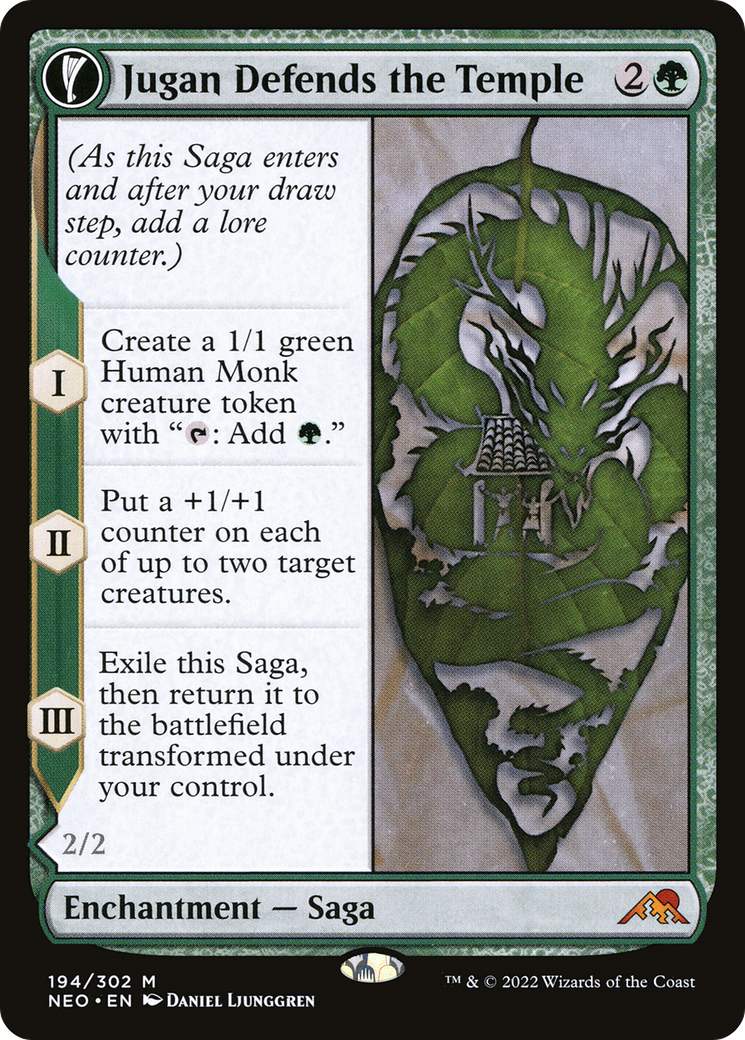 Jugan Defends the Temple (NEO-194)  - Kamigawa: Neon Dynasty: (fandfc, enchantment)
