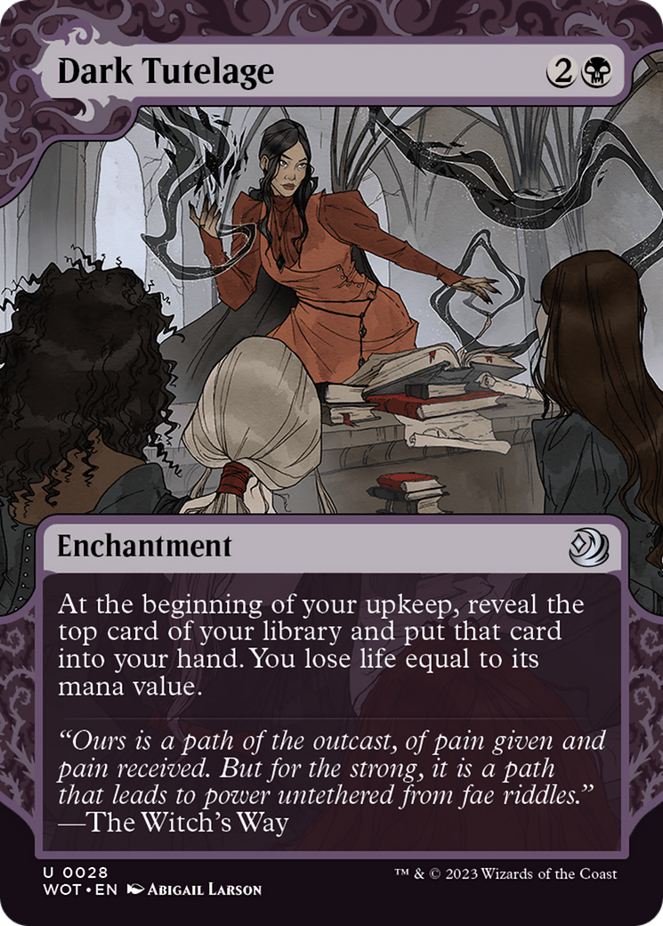 Dark Tutelage (WOT-028)  Foil - Wilds of Eldraine: Enchanting Tales: (Showcase) (Borderless)