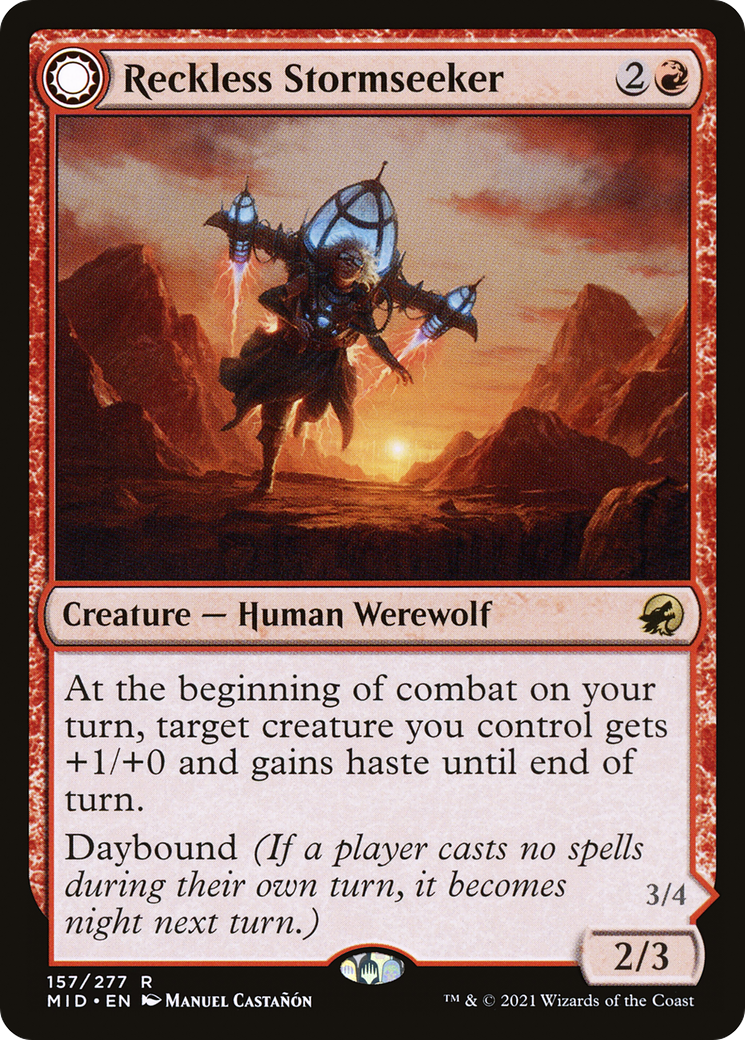 Reckless Stormseeker (MID-157)  - Innistrad: Midnight Hunt: (Double Faced Transform)