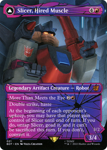 Slicer, Hired Muscle (Shattered Glass) (BOT-021) - Transformers: (shatteredglass, convertdfc) (Borderless) Foil