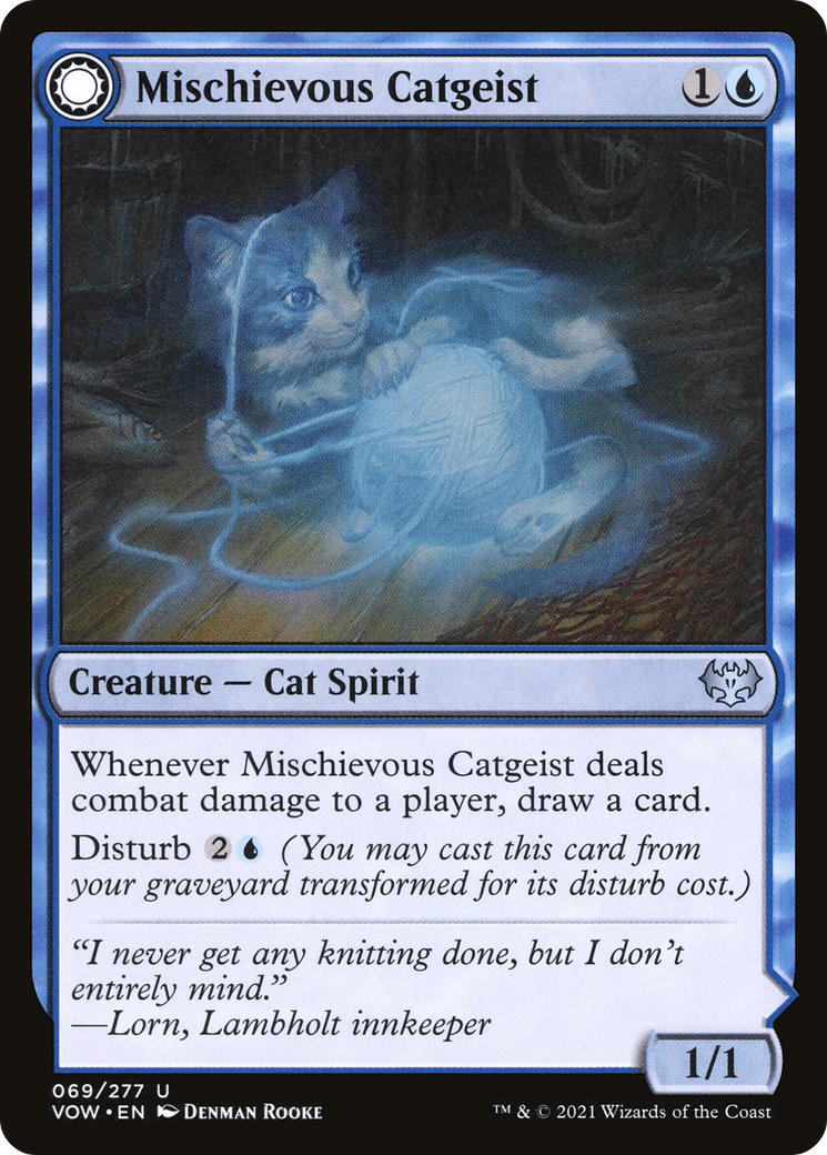 Mischievous Catgeist (VOW-069)  - Innistrad: Crimson Vow: (Double Faced Transform)