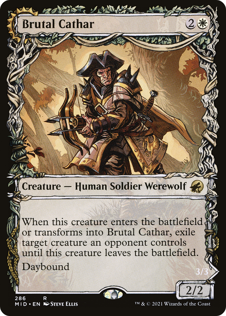 Brutal Cathar (Showcase) (MID-286)  Foil - Innistrad: Midnight Hunt: (Showcase, Double Faced Transform)